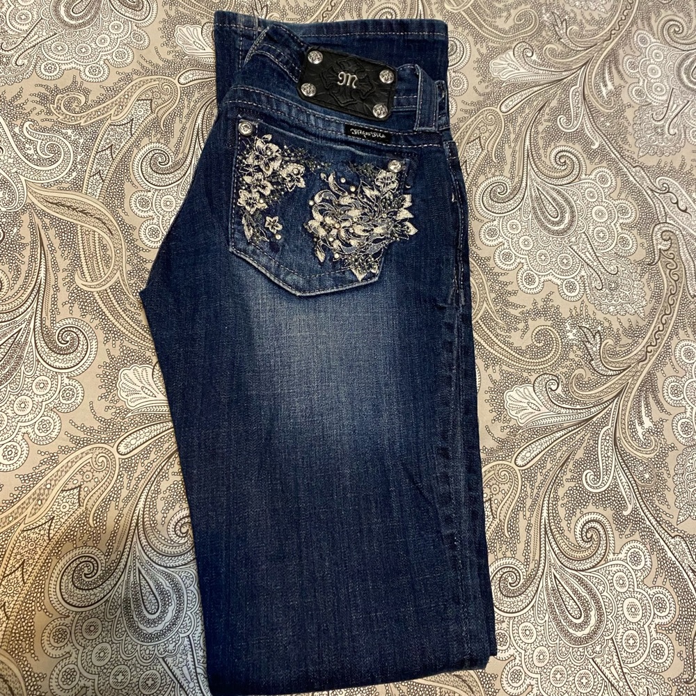 Floral Lace & Bling Pocket Miss Me